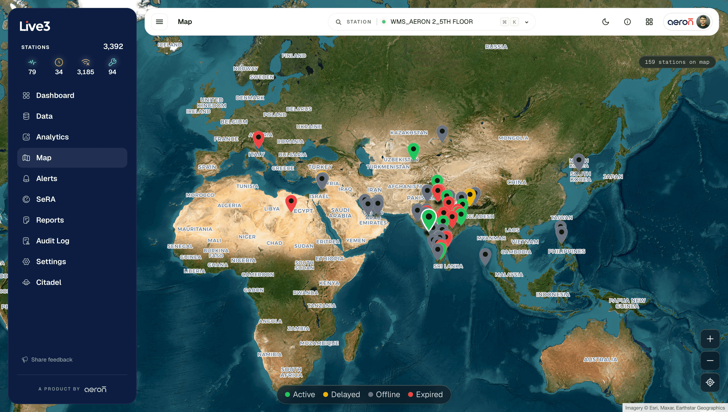 Live3 fleet map screen