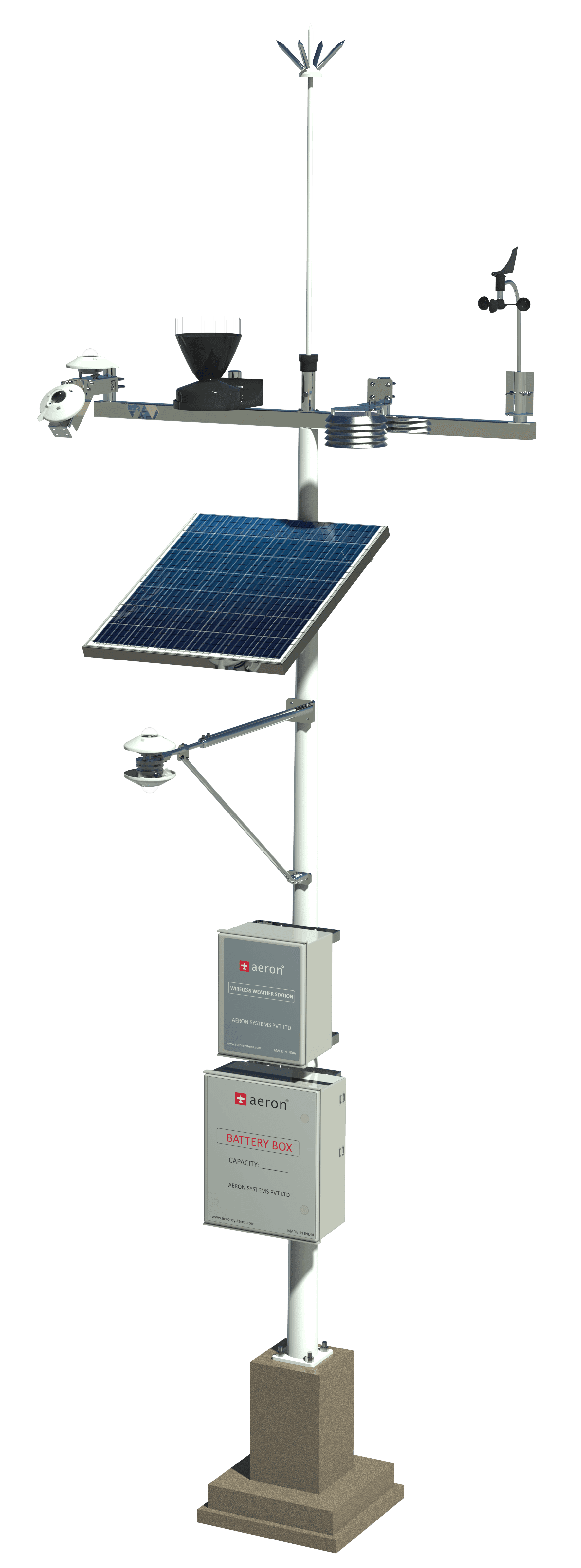 Weather monitoring station for a solar plant