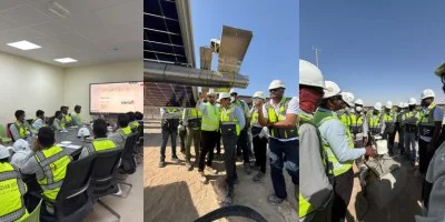 DEWA-VI plant staff at the weather monitoring training, in the classroom and on site among the solar panels